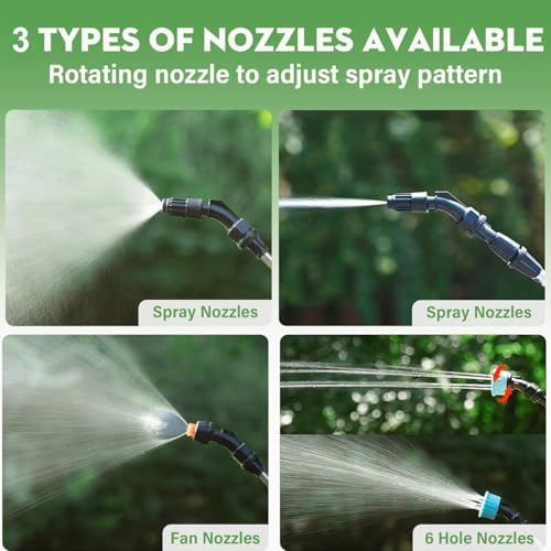 Battery Powered Sprayer Wand,Electric Plant Sprayer Telescopic Watering Wand with 26.5FT Hose,Rechargeable Electric Watering Sprayer Handle with 3 Adjustable Nozzles & Filter for Weed, Lawn and Garden - Image 4