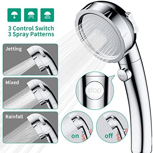 High Pressure Shower Head with Handheld, Chrome - Image 2