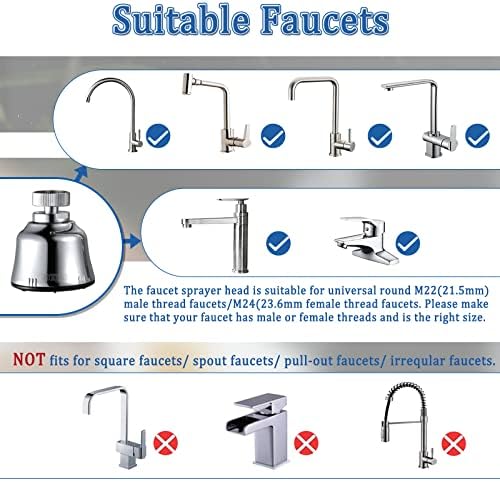 Sink Faucet Sprayer Attachment, Upgrade 4 Mode Adjustable Kitchen Faucet Head, Movable Kitchen Tap Head 360° Rotatable with Extension Hose, Anti-Splash Sink Sprayer Facuet Nozzle Head Water Saving - Image 6