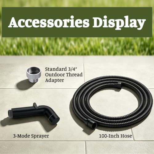 Dog Shower Attachment for Outdoor Pet Washing, High Pressure Hand Sprayer with ON/OFF Switch, 100 Inches Stainless Steel Hose, 3/4 GHT Female Connector, Black - Image 5