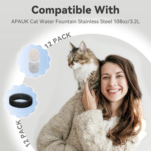 24 Pack Cat Water Filters for APAUK Pet Fountain 108oz/3.2L,6-9 Months Sets - Image 2