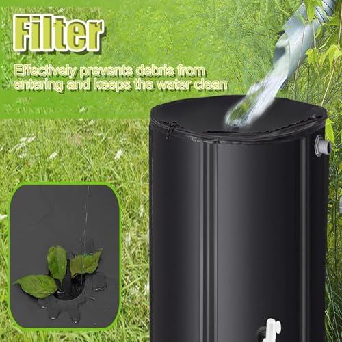 Portable Foldable Rainwater Harvesting Barrel with Filter Green Garden Water Storage Tank Rain Collector for Efficient Water Management(Green,50L) - Image 6