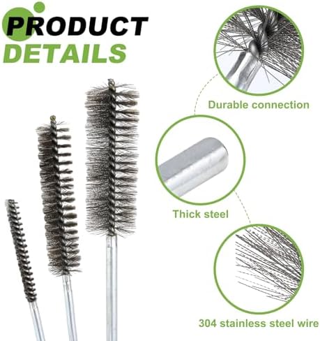 HARFINGTON 4pcs Wire Bore Brush Set 8 Inch Length 3 Inch Shank Stainless Steel Bristles Cleaning Brush for Clean Car Part Tube Kitchen Garage - Image 4