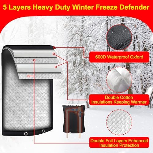 Backflow Preventer Insulation Weatherproof Covers, Pressure Vacuum Breaker Valve Insulated Covers Winter Freeze Protection, Outside Irrigation Sprinkler System Pipe Bag Pouch,16''W x 20''H - Image 4