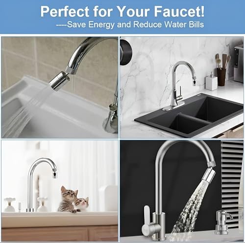 Faucet Aerator 360° Swivel Kitchen Sink Aerator, Dual-function 2-Flow Female 55/64 in-27UNS Chrome Solid Brass Faucet Sprayer Attachment with 15/16 in Male Threaded Adapter for Bathroom Sink Filter - Image 7