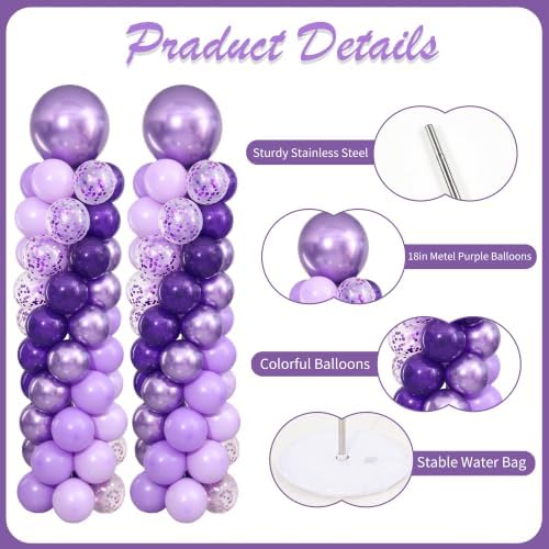 Purple Balloon Column Stand Kit Set of 2 for Floor - Image 5