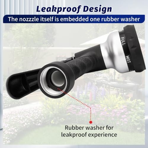 AUTOMAN-Garden-Hose-Nozzle, ABS Water Spray Nozzle, 7 Adjustable Watering Patterns, Slip Resistant for Watering Plants, Lawn& Garden, Washing Cars, Cleaning, Showering Pets & Outdoor Fun.Silver Color - Image 2