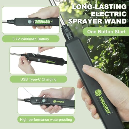 22.1'' Electric Sprayer Wand, Adjustable Nozzle, 16.4FT Hose, Upgrade Rechargeable Battery ensure Long Runtime, Lightweight Cordless Wand for Weed Control & Plant Watering - Image 3