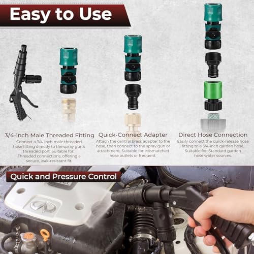 Chumia Coolant Flush Gun Lever Action Heater Core Flush Kit, Hose Adapters - Image 4