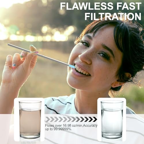Personal Water Filter Straw, Reusable Stainless Steel Water Filter Drinking Straw Portable Outdoor Emergency Survival Gear for Hiking, Camping, Travel, Hunting & Fishing (Small) - Image 2