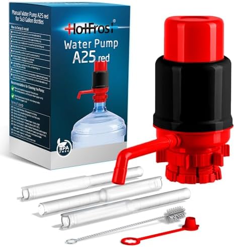 HotFrost Manual Water Pump for 5 Gallon Jug & Bottle – Non-Electric 5 Gallon Water Dispenser, Universal Hand Pump with 3 Adjustable Tubes, 53mm Screw Top Adapter, Spout Cap & Cleaning Brush, BPA-Free - Image 4