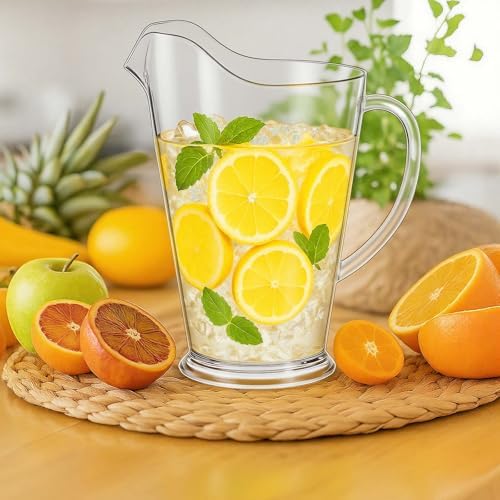 Tessco 3 Pcs Plastic Pitchers 60 Oz Clear Water Beer Jug Large,Stylish - Image 4