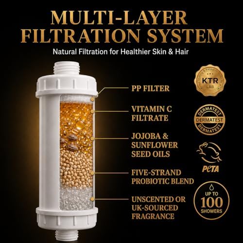 Premium Vitamin C Shower Filter for Hair and Skin - High Output Chlorine Remover & Water Filtration - Reduces Dry Itchy Skin & Frizzy Brittle Hair - Universal Fit (Clean Cotton Scent) - Image 4