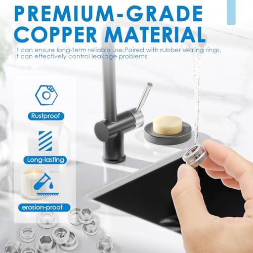 16Pcs Faucet Adapter with Rubber Sealing Rings - Brass Aerator Male Female Faucet Adapter to Connect Garden Hose, Water Filter, Standard Hose via Diverter - Image 4