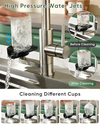 Kitchen Faucet with Cup Washer Pull Down Sprayer Stainless Steel Kitchen Sink Faucet with Deck Plate Glass Rinser Single Hole Brushed Nickel - Image 5