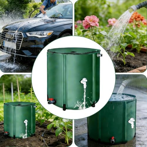 Collapsible Rain Barrel with Zipper Open, Protable Rainwater Collection System Kit, PVC Rain Catcher Barrel for Outdoor Garden Camping,Blue,750L/100x98cm - Image 3