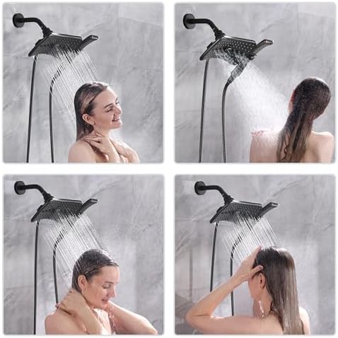 BRIGHT SHOWERS High Pressure Dual Shower Head Combo, Oil Rubbed Bronze Rainfall Showerhead with Detachable Handheld, 60" Stainless Steel Hose, Four Spray Settings - Image 6