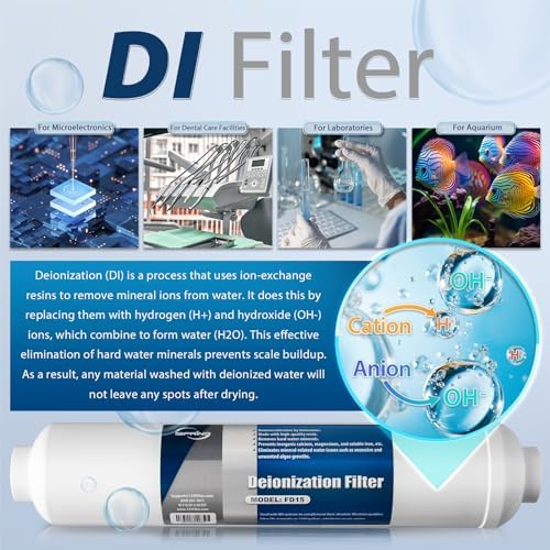iSpring F28D75 3-Year DeIonization Replacement Filter Set Fit RCC7D 75 GPD 6-Stage De-Ionization Reverse Osmosis Water Filter System for Aquarium, 2.5" x 10", 28-Piece - Image 6