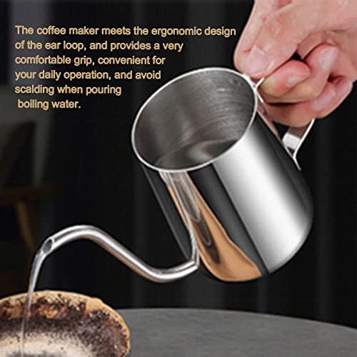 350ml Small Coffee Pot, Gooseneck Pour Over Coffee Kettle, Stainless Steel Long Narrow Spout Manual Coffee Kettle with Cover for Home Coffee Use(Silver) - Image 4