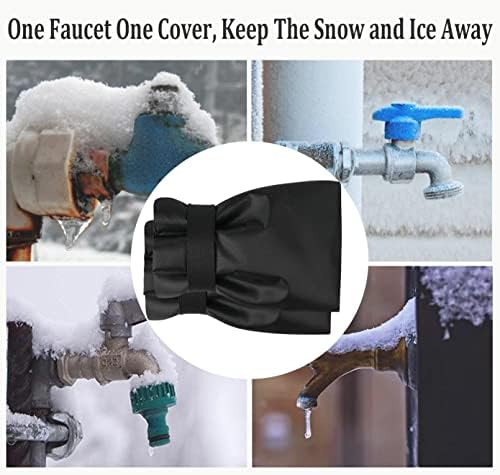 Outdoor Faucet Covers for Winter Freeze Protection, Upgraded Thicken 8.5" H x 6.1" W Outside Garden Faucet Socks for Winter Waterproof Reusable Hose Bibs Insulated Spigot Cover, 2 Pack Black - Image 2