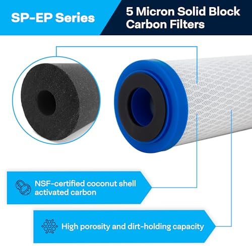 SpiroPure SP-EP-20 20x2.5 Carbon Block Water Filter EP-20 CB-25-2005 6 Pack - Image 2