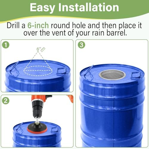 6-inch Round Rain Barrel Screen, Double Aluminum Mesh Vent Cover - Image 6