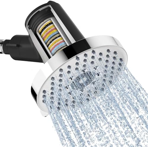 SR SUN RISE 5.5 Inch Filtered Shower Head with Filters,6 Spray Modes,Chrome by SRSUNRISE