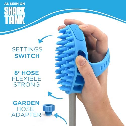 Aquapaw Dog Bath Brush Pro & Dog Shower Attachment - Large Silicone Rubber - Sprayer & Scrubber in One with 8ft Hose Attachment & Shower Wand for Bathing - Pet Bath Supplies - Image 5