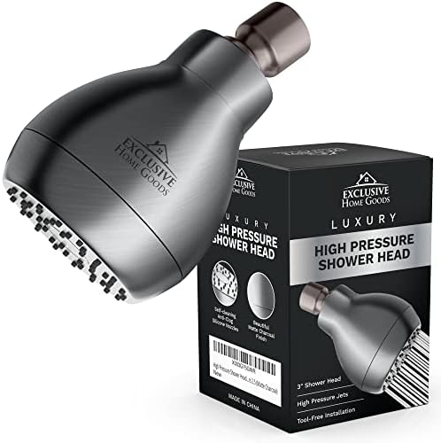 High Pressure Shower Head - Powerful Deluxe Bathroom Showerhead with Strong Spray Stream and Small Silicone Nozzles - Universal Fit Works with High and Low Water Flow Showers Matte Charcoal -1.8 GPM - Image 7
