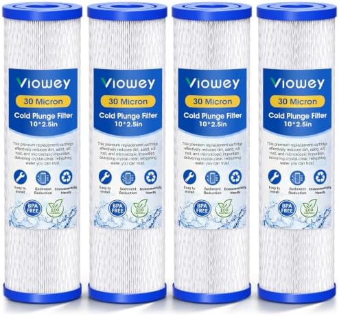 30 Micron Pleated Water Filter Cartridges,10"x2.5"Cold plunge filter 4Pc by Viowey