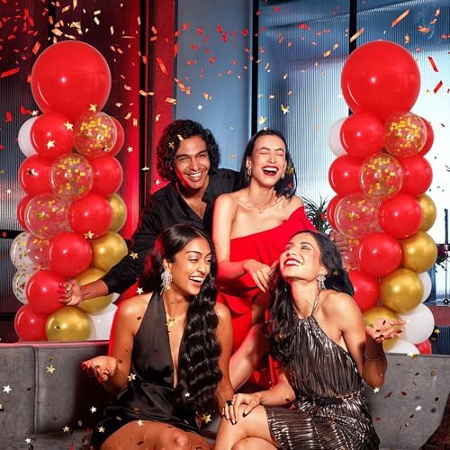 Red and Gold Balloon Column Stand Kit Set of 2 for Floor - Image 7