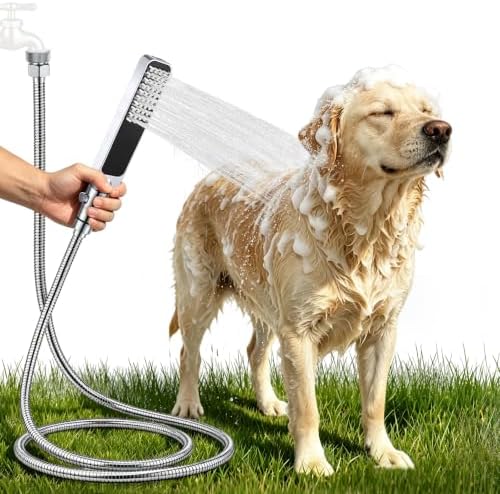 YDmeet High Pressure Dog Shower Attachment with Outdoor Adapter(Chrome) by YDmeet