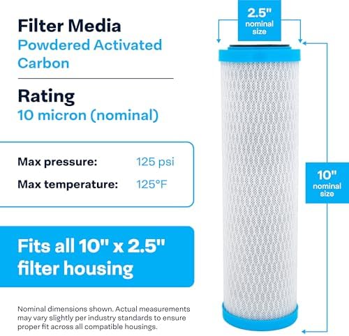 SpiroPure SP-EPM-10 10x2.5 Carbon Block Water Filter EPM-10 CB-25-1010 12PK - Image 3