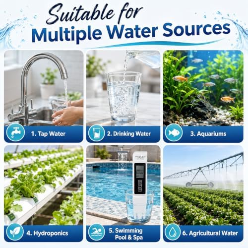 2026 All-New 4 in 1 Digital Water Tester, TDS Meter Digital Water Tester Accurate and Reliable TDS EC & Temperature(°C/°F) Meter, 0-9990PPM Water Tester for Drinking Water Aquariums Swimming Pool (1) - Image 6