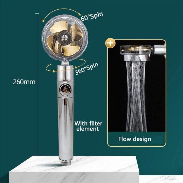 Shower Head - High Pressure Turbo Shower Head, Chrome Finished Bathroom Rainfall Shower Head With Handheld Spray & Adjustable 360° Spin Rotation For Luxury Shower Experience - Image 4