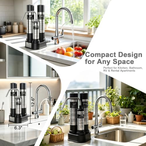 Vortopt F11 Countertop Water Filter System, 3 Stage Filtration, Black - Image 7