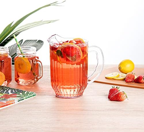 Restaurantware 60 oz Clear Plastic Water Pitchers, Contoured Lip, 2 Count - Image 3