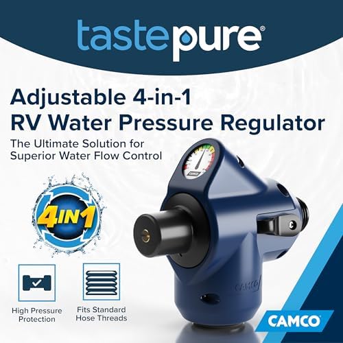 Camco Tastepure 4-in-1 Adjustable RV Water Pressure Regulator - Combines a 90° RV Hose Elbow Design, Pressure Gauge, Adjustable Regulator, & Shut-Off Valve in One RV Accessory (40065) - Image 6