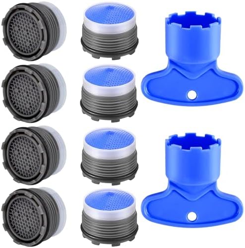 BOETOADG 8PCS Faucet Aerator M18.5, Plug-In Faucet Aerator Faucet Restrictor Replacement Parts for Kitchen Bathroom Sink Aerator with Key Removal Wrench Tool, 1.5GPM, 18.5mm/0.73inch by BOETOADG
