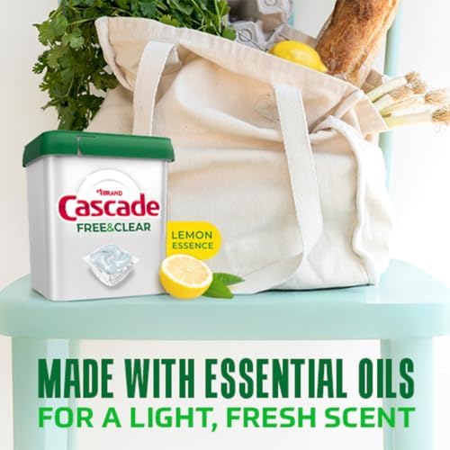 Cascade Free and Clear Dishwasher Pods, Dishwasher Detergent, Grease Fighting Power of Dawn Dish Soap, Lemon Essence, 47 Count - Image 3