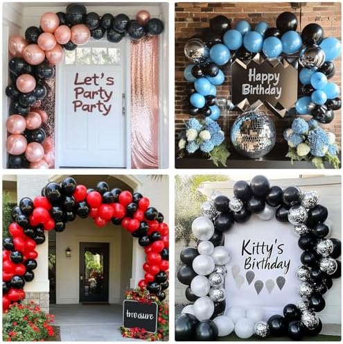 APLANET 150pcs Black Balloons Different Sizes 18 12 10 5 Inch, Latex Balloons for Black Themed Birthday Wedding Baby Shower Party, Black History Month, Grad Anniversary Supplies, Arch Kit Decoration - Image 7