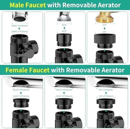 Sink Hose Sprayer Attachment for Faucet, 5 Adapters, Black - Image 6