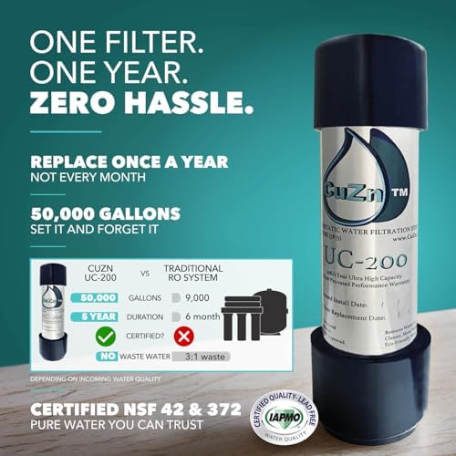 CuZn UC-200 Under Sink Water Filter, NSF/ANSI 42 & 372, 5-Year Filter Life - Image 2