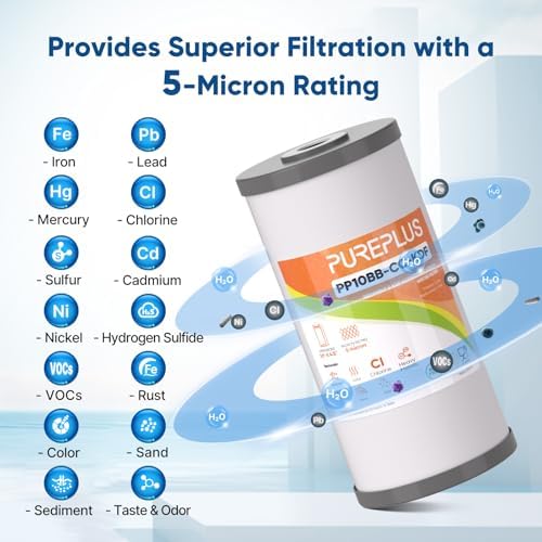 PUREPLUS 10" x 4.5" Whole House Heavy Metal Reduction Water Filter,3 PACK - Image 4