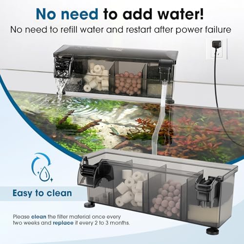 hygger Independent-Pump HOB Aquarium Filter,7-15 Gallon Fish Tank Backpack Filter with 4-Stage Filtration,Plug Then Start Filter with Filter Media,Easy Water Change 160GPH - Image 3