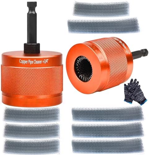 1/2" & 3/4" Metal Copper Pipe Cleaner Set,with 1/4 Hex Shank,Each Additional 4PCS Replaceable Blades are Provided,for Cleaning Rust, Stains, Paint on Copper Pipes and Various Metal Pipes by Unknown