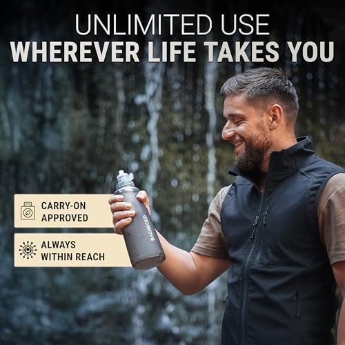 Bachgold Squeeze Filtered Water Bottle, Collapsible Portable Camping Filter - Image 5
