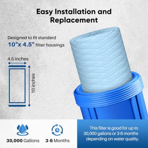 PUREPLUS 5 Micron 10 x 4.5 Whole House Water Filter for Well Water 3 Pack - Image 6