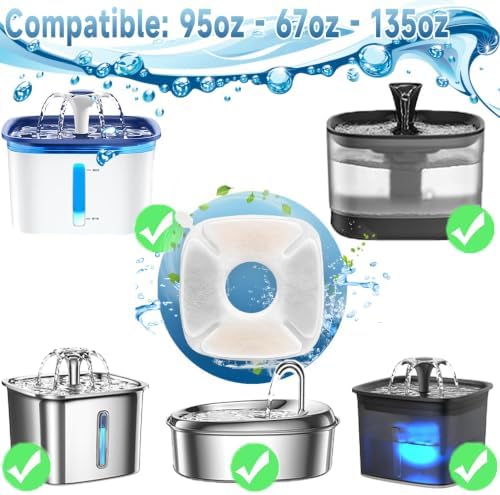 34 Pcs Cat Water Fountain Filters Replacement Compatible with VEKEN 95oz/2.8L Cat Water Fountain Filters Automatic Dog Water Fountain Filters Pet Fountain - Image 2