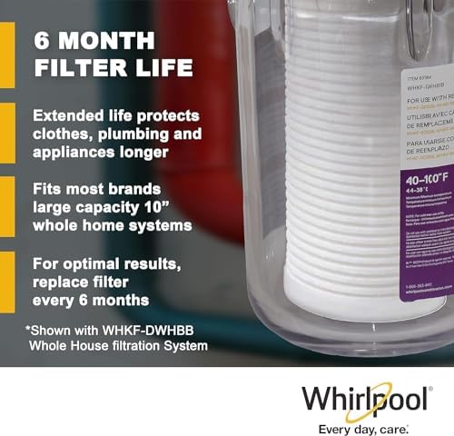 Whirlpool Whole House Large Capacity Sediment Filter WHKF-GD25BB, Full Case of 4 Filters, NSF Certified 25-Micron Filtration, Replacement Cartridge Fits Most Home 10" x 4.5" Standard Filter Housings - Image 5